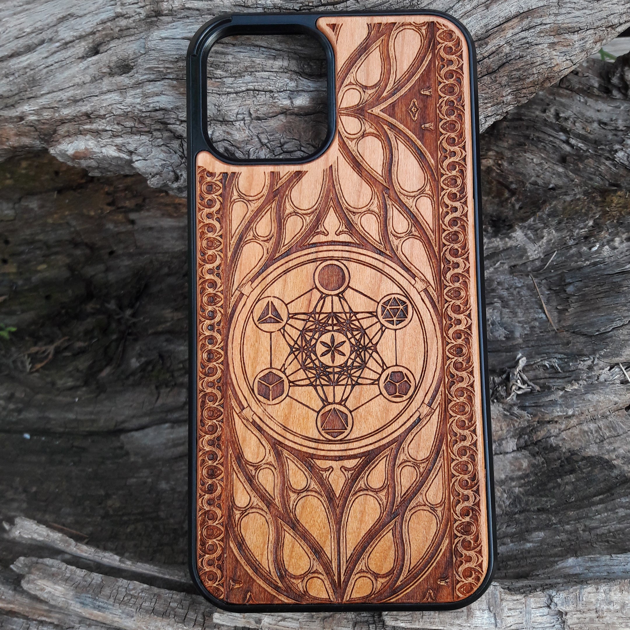 Metatron Cube iPhone and Samsung Galaxy Note Wood Cases