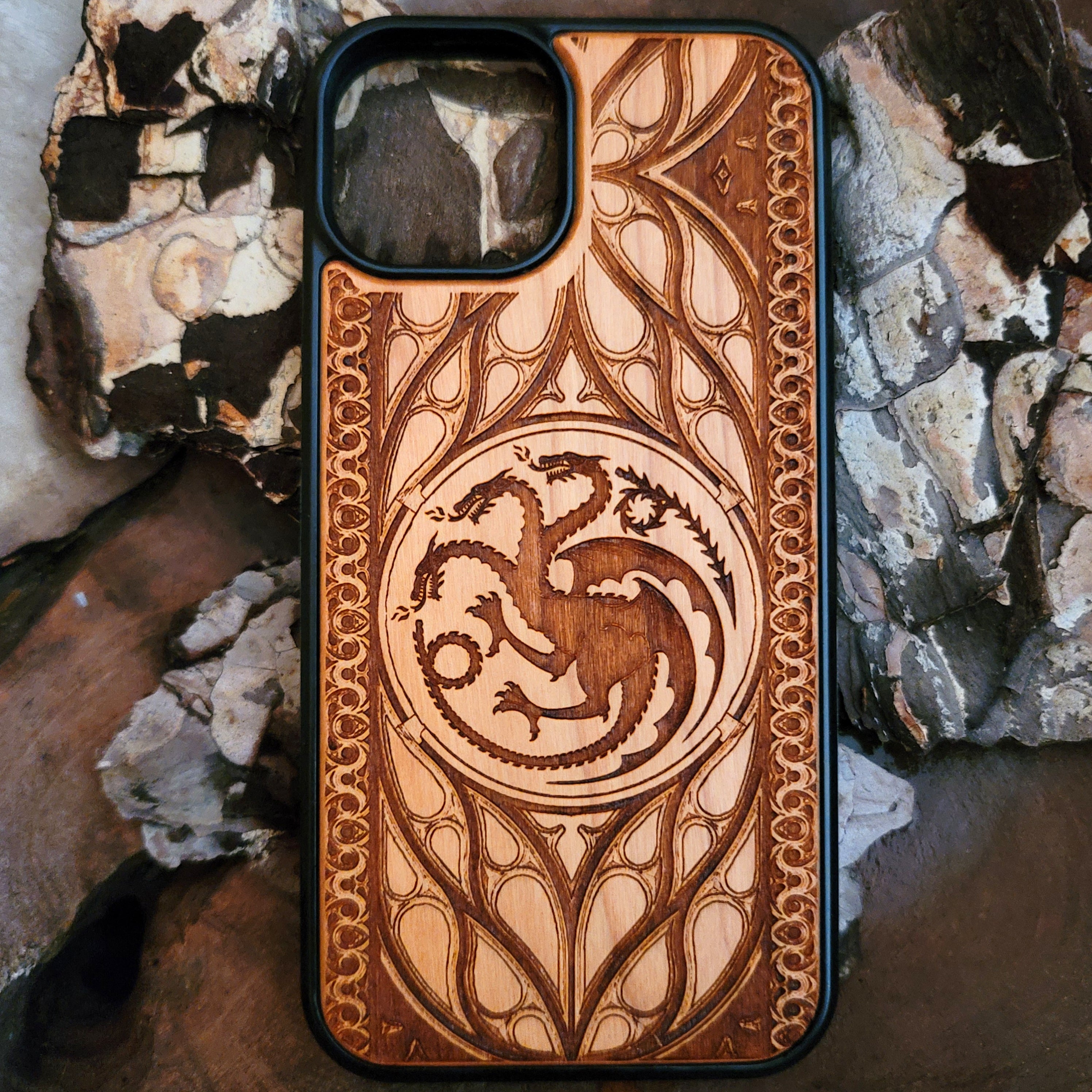 Game of Thrones House Targaryen iPhone 15 14 13 Wood Phone Case