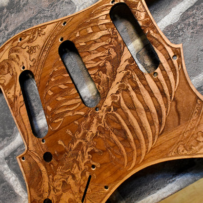 Stratocaster HSS & SSS Wood Pickguard - Buried Skeleton