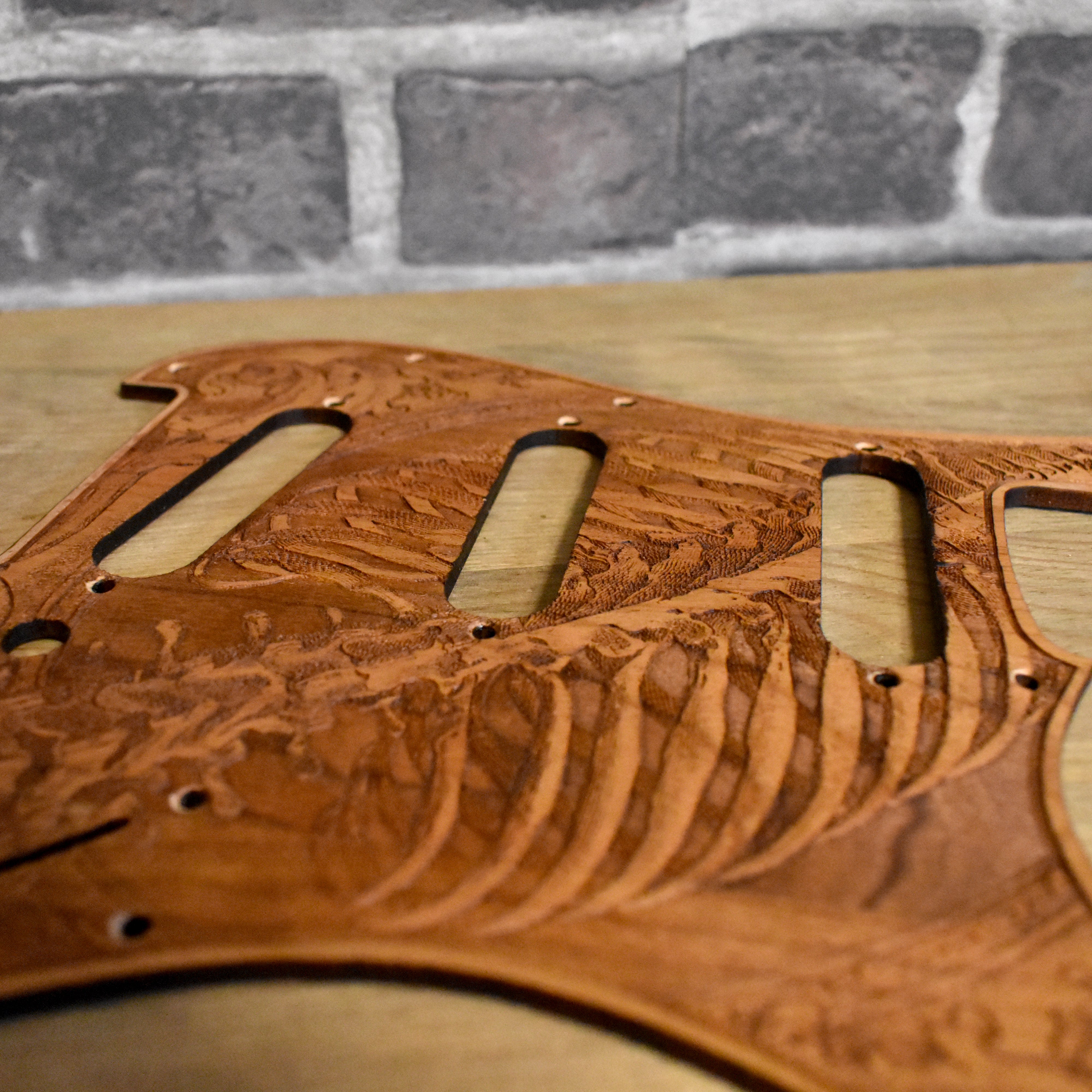 Stratocaster HSS & SSS Wood Pickguard - Buried Skeleton