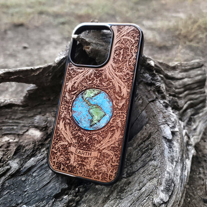 Earth - Wood Phone Case - Hand Painted