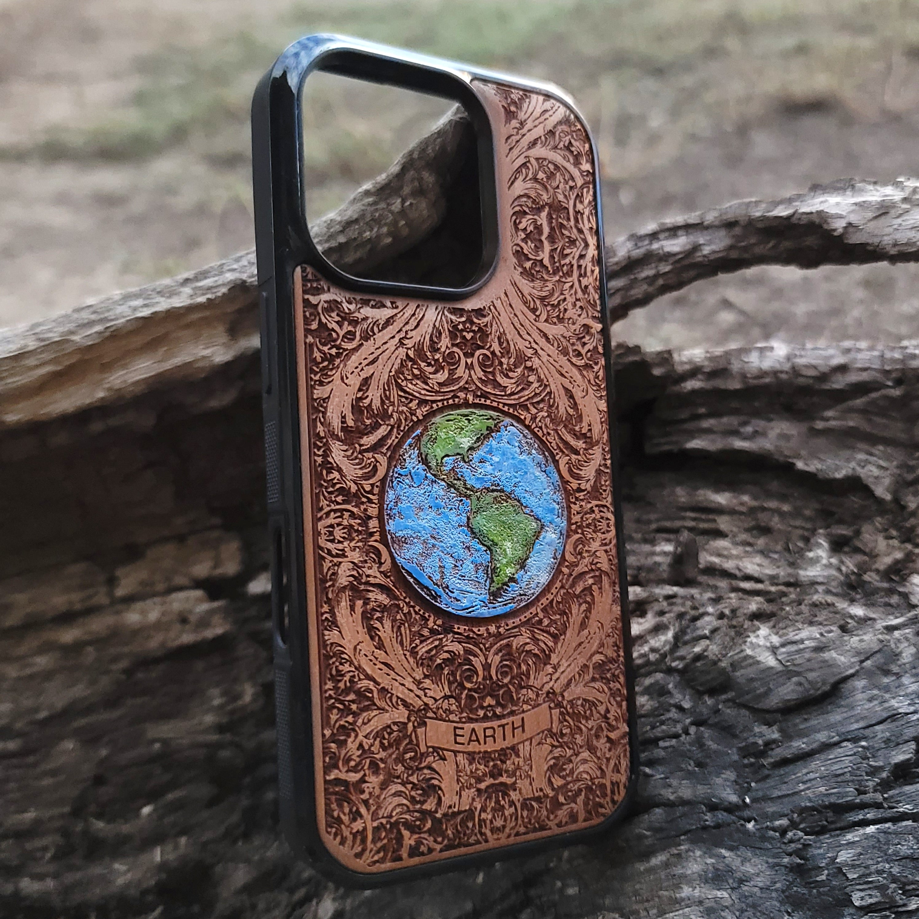 Earth - Wood Phone Case - Hand Painted