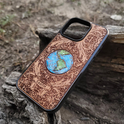 Earth - Wood Phone Case - Hand Painted