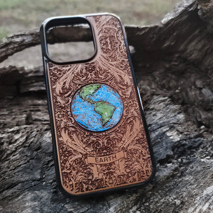 Earth - Wood Phone Case - Hand Painted