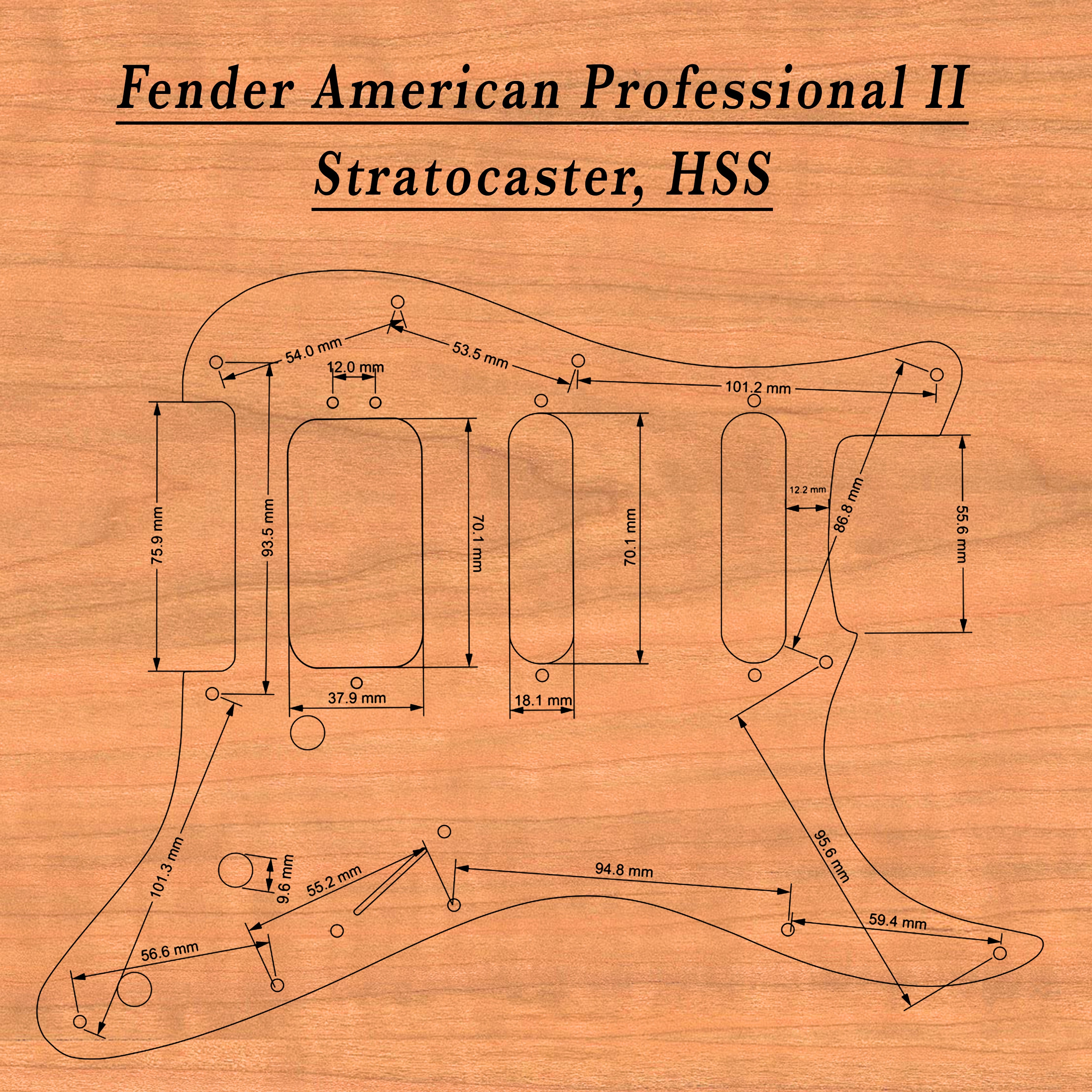 Stratocaster HSS & SSS Wood Pickguard - Flourish Pattern II