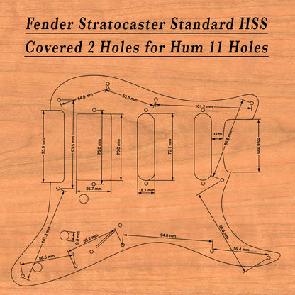 Stratocaster HSS & SSS Wood Pickguard - Human Skull Side