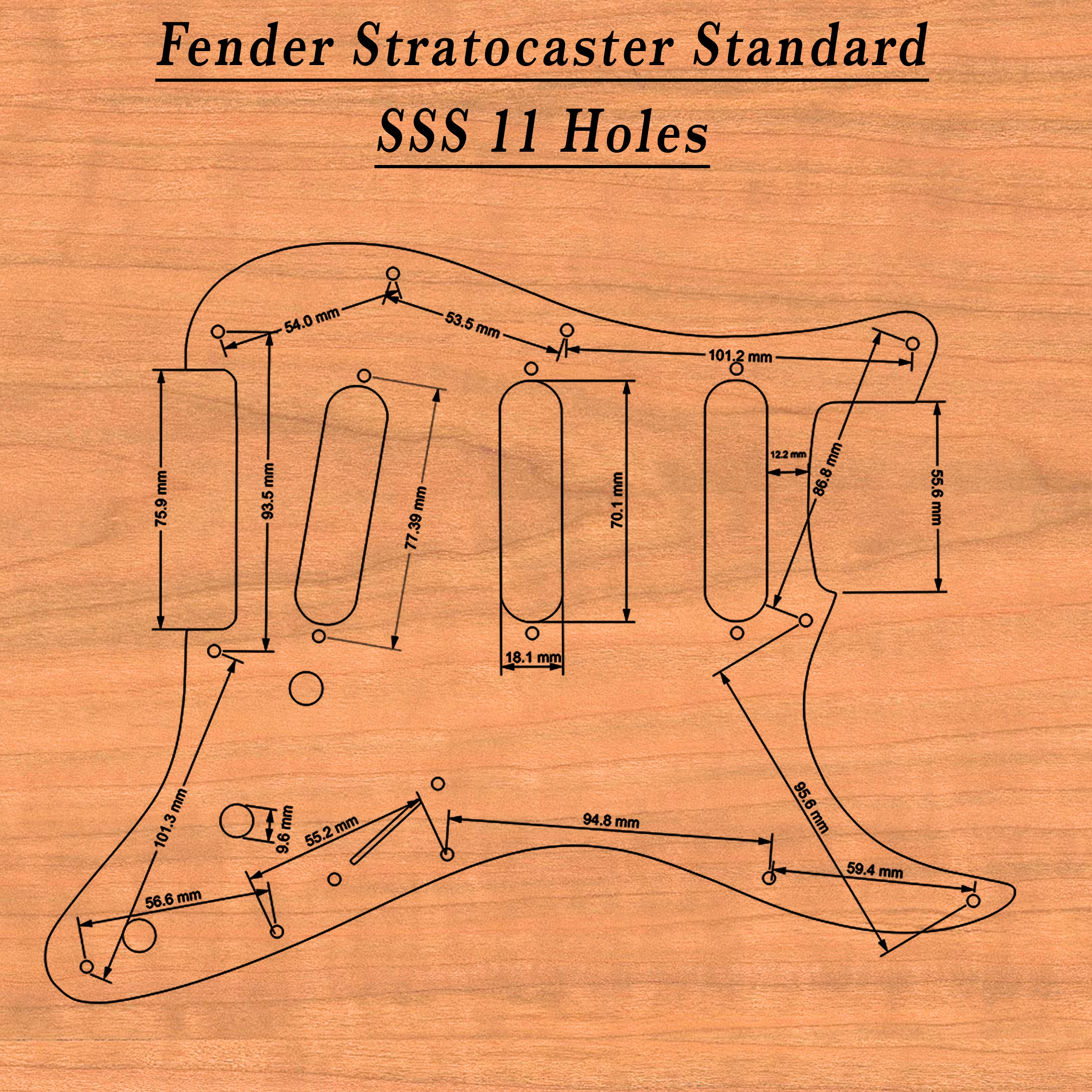 Stratocaster HSS & SSS Wood Pickguard - Aztec