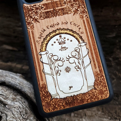 Wood Phone Case - Custom Symbol Design XI - White Hand Painted