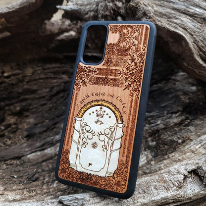 Wood Phone Case - Custom Symbol Design XI - White Hand Painted