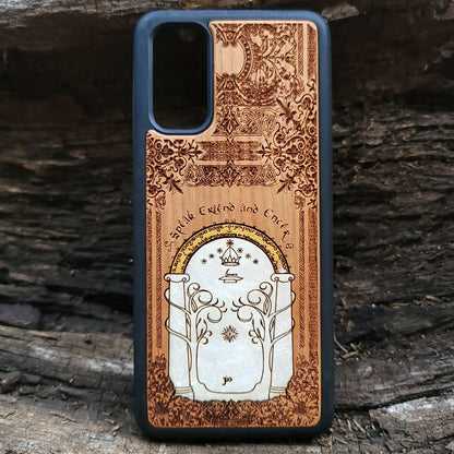 Wood Phone Case - Custom Symbol Design XI - White Hand Painted