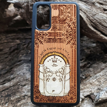 Wood Phone Case - Custom Symbol Design XI - White Hand Painted