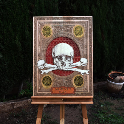 Multi-panel Memento Mori skull artwork, laser-engraved on wood with rich detailing. The perfect gothic decor piece for those who love skulls and dark aesthetics.