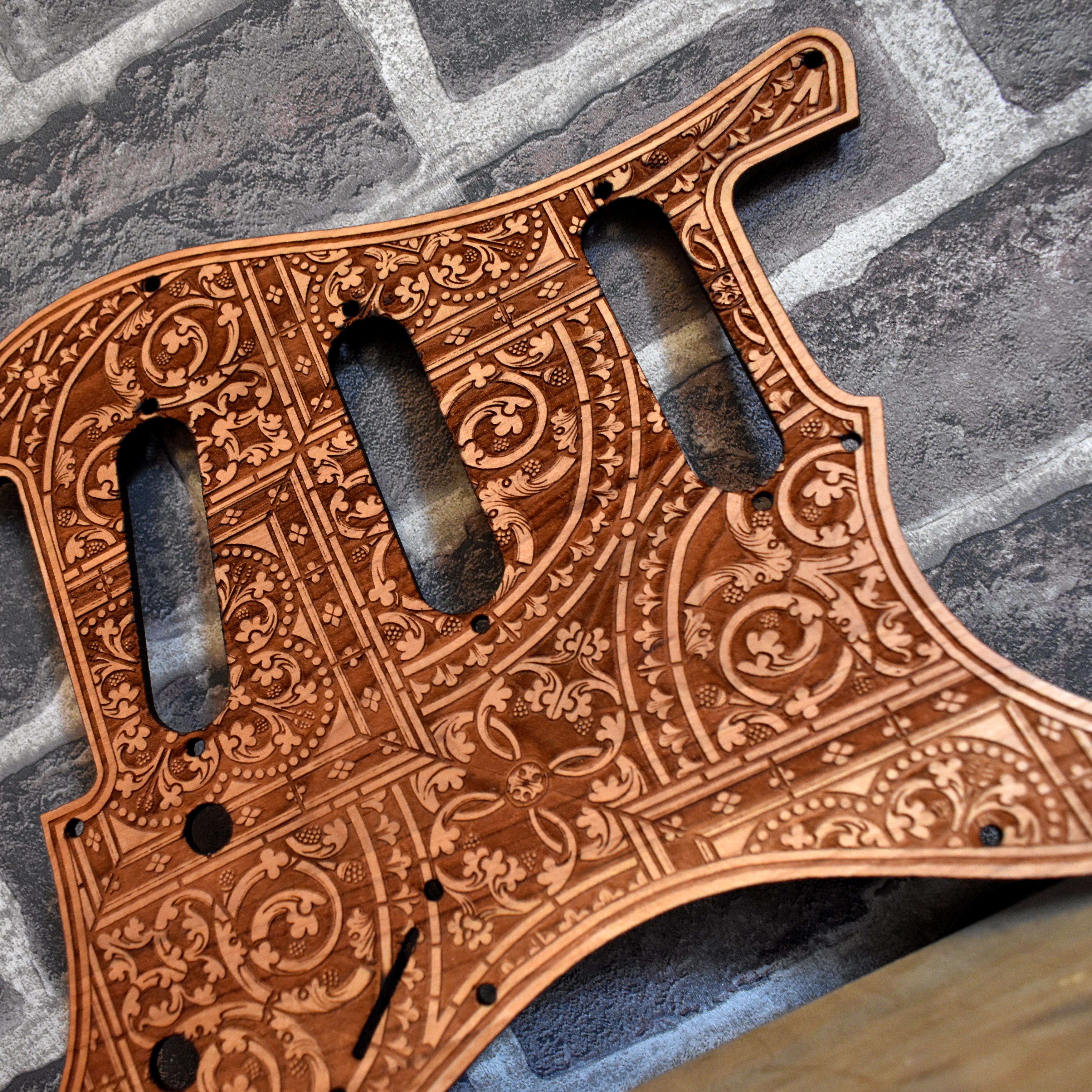 Stratocaster HSS & SSS Wood Pickguard - Flourish Pattern II