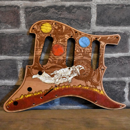 Stratocaster HSS & SSS Wood Pickguard - Reaching Atmosphere Painted