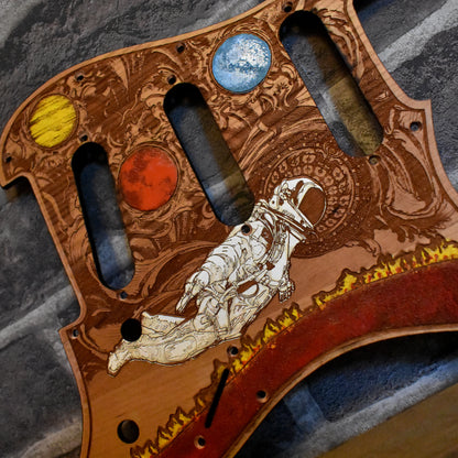 Stratocaster HSS & SSS Wood Pickguard - Reaching Atmosphere Painted