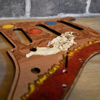 Stratocaster HSS & SSS Wood Pickguard - Reaching Atmosphere Painted