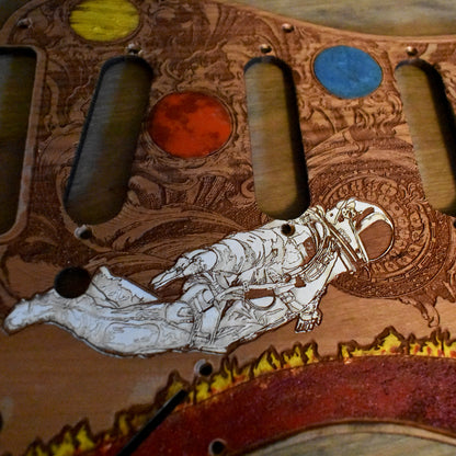 Stratocaster HSS & SSS Wood Pickguard - Reaching Atmosphere Painted