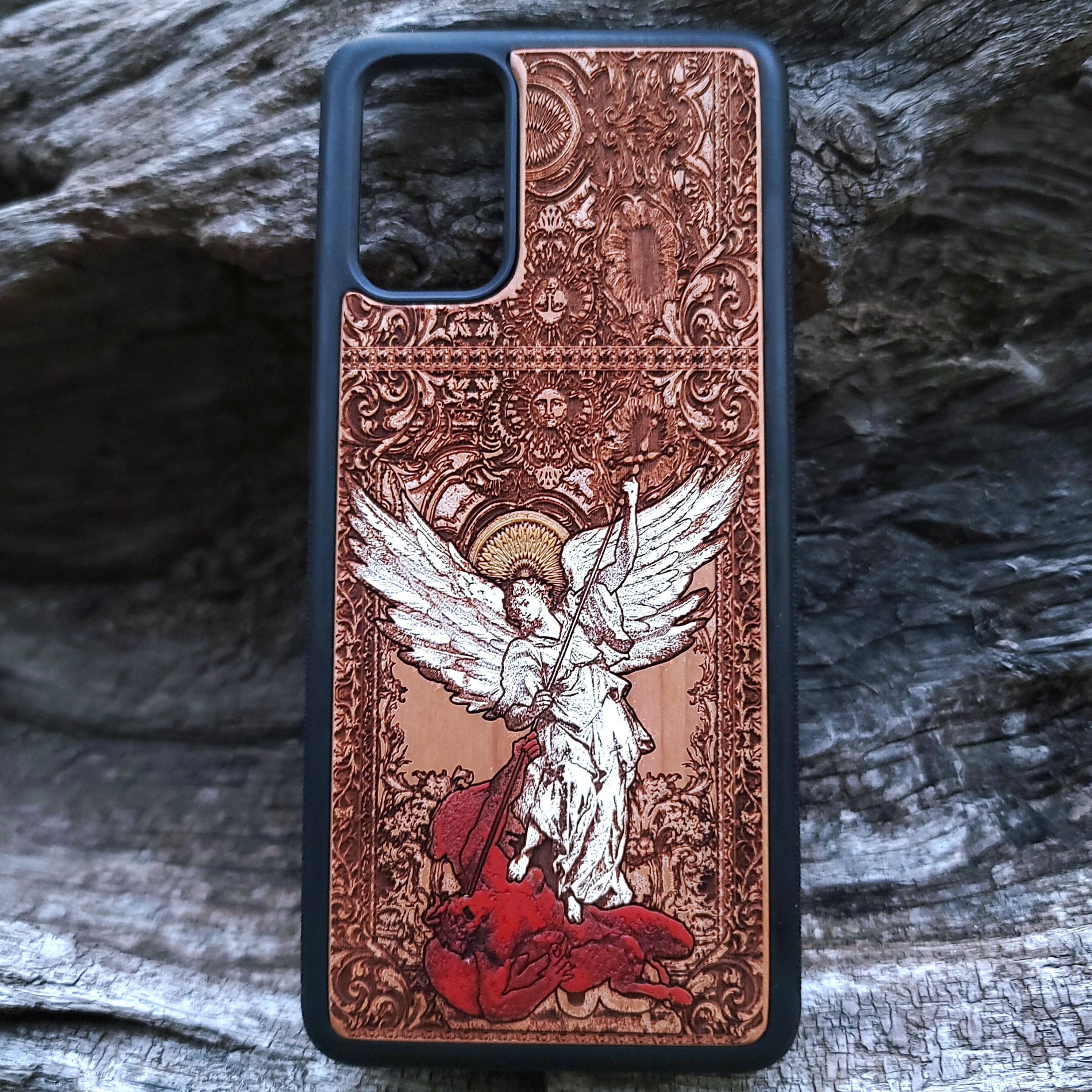 Saint Michael Wood Phone Case for iPhone Samsung Guardian