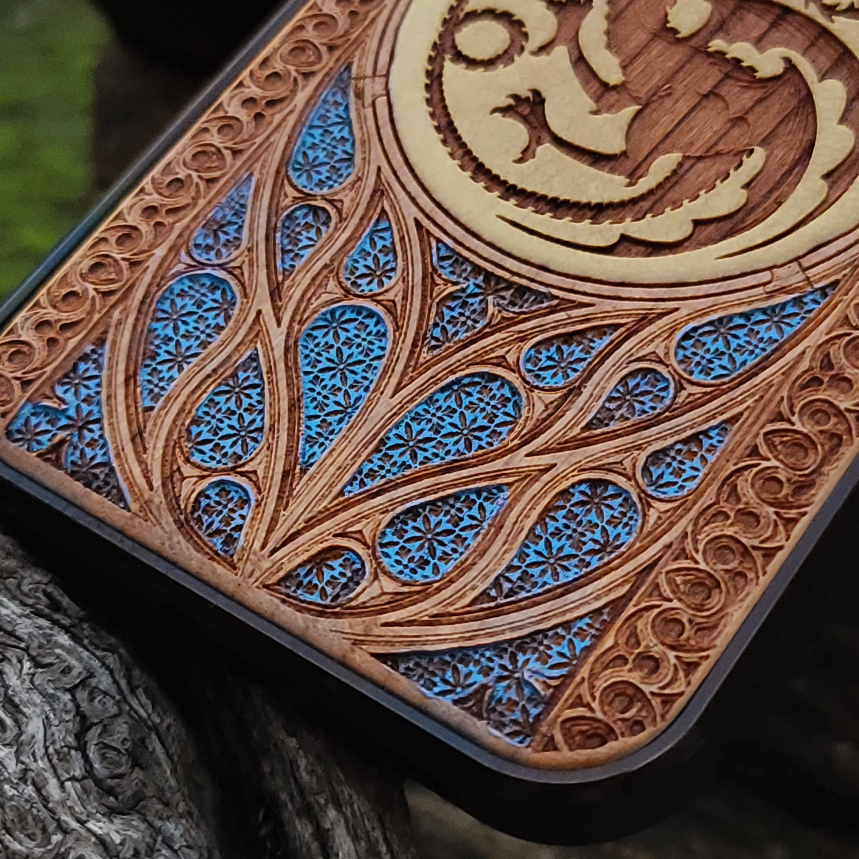 GOT Wood Phone Case - Gothic Pattern Hand Painted