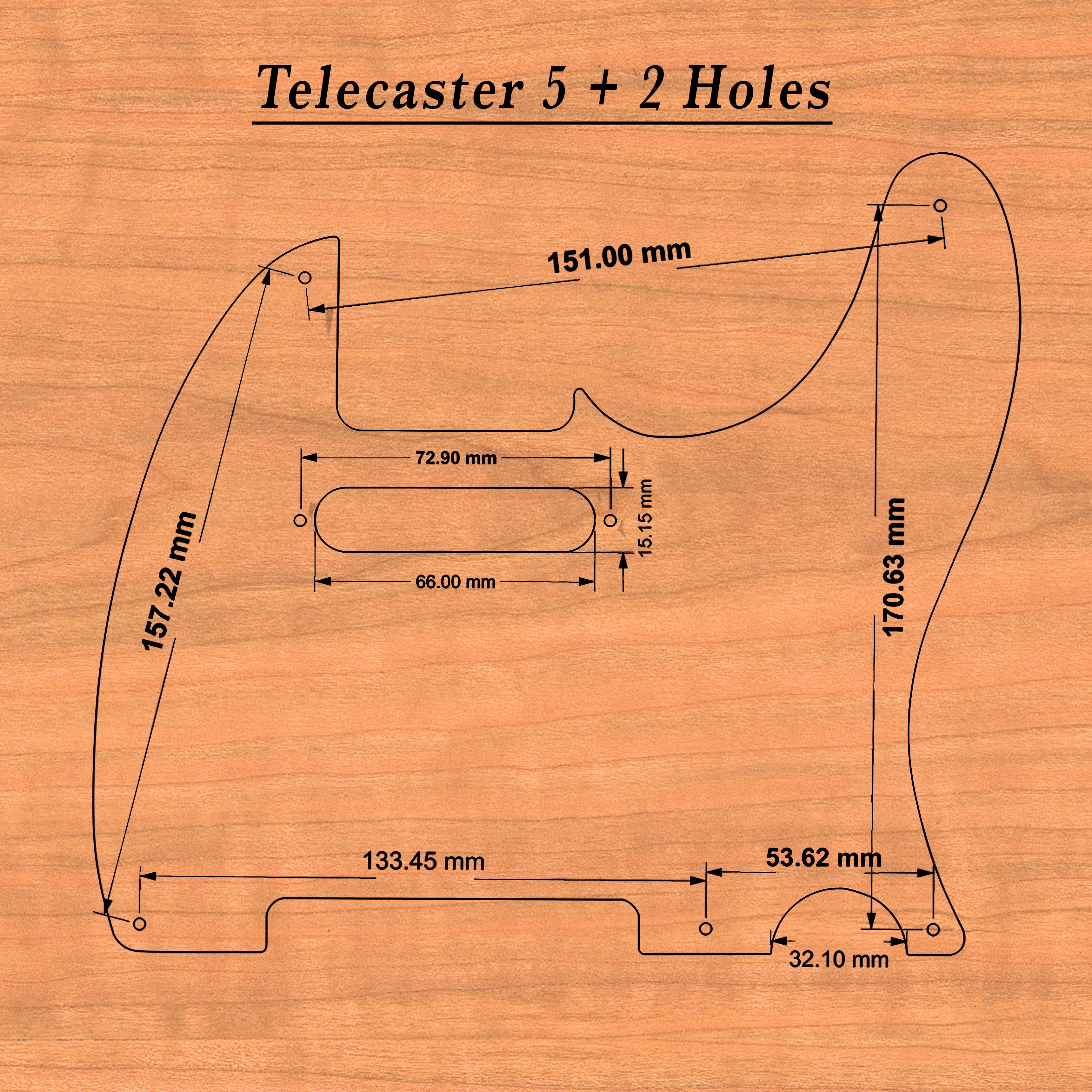 Hand-polished cherry wood pickguard for Fender Telecaster – perfect fit & unique artwork.