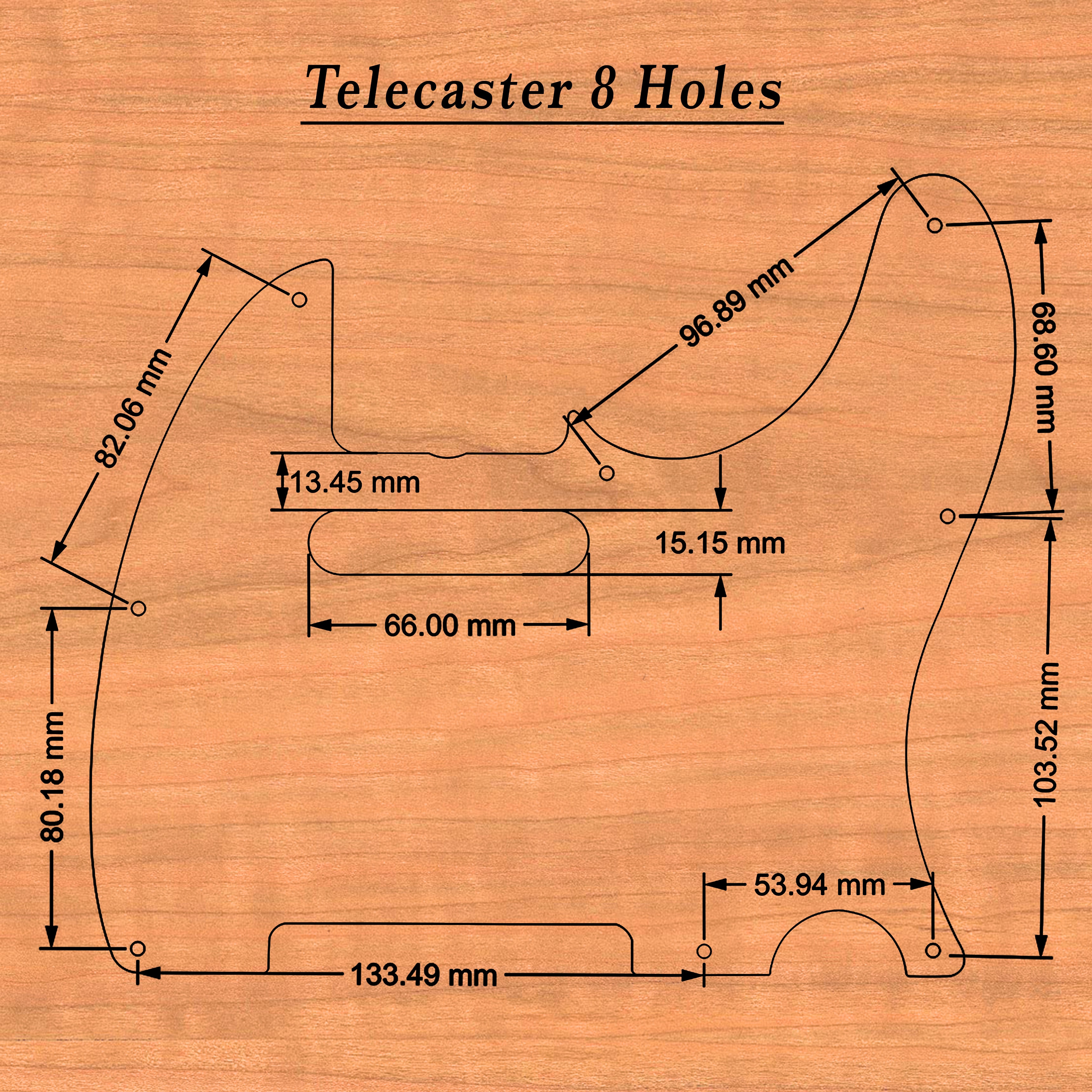 Custom cherry wood pickguard designed for Fender Telecaster guitars