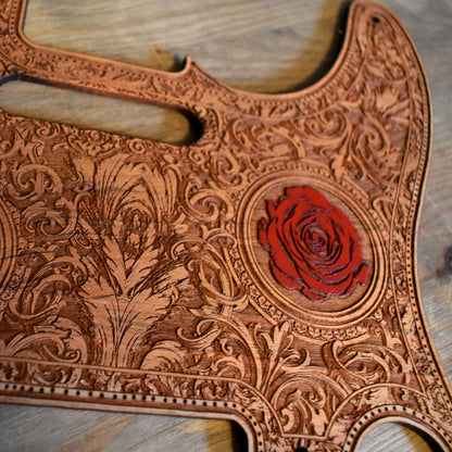 Telecaster Wood Pickguard - Roses Hand Painted