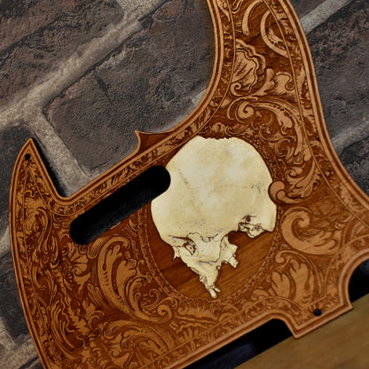 Telecaster Wood Pickguard - Side Skull Hand Painted