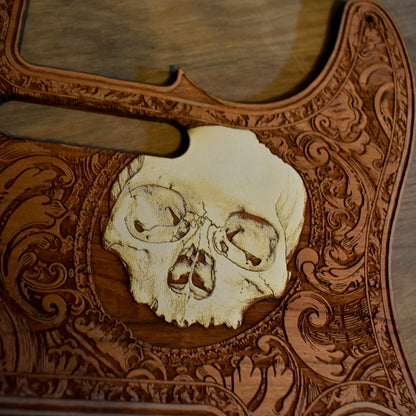 Telecaster Wood Pickguard - Front Skull Hand Painted