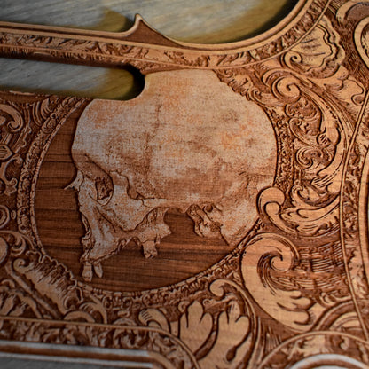 Telecaster Wood Pickguard - Human Skull Side