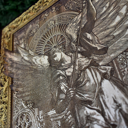 St Michael The Archangel II - Maple Stained Wood