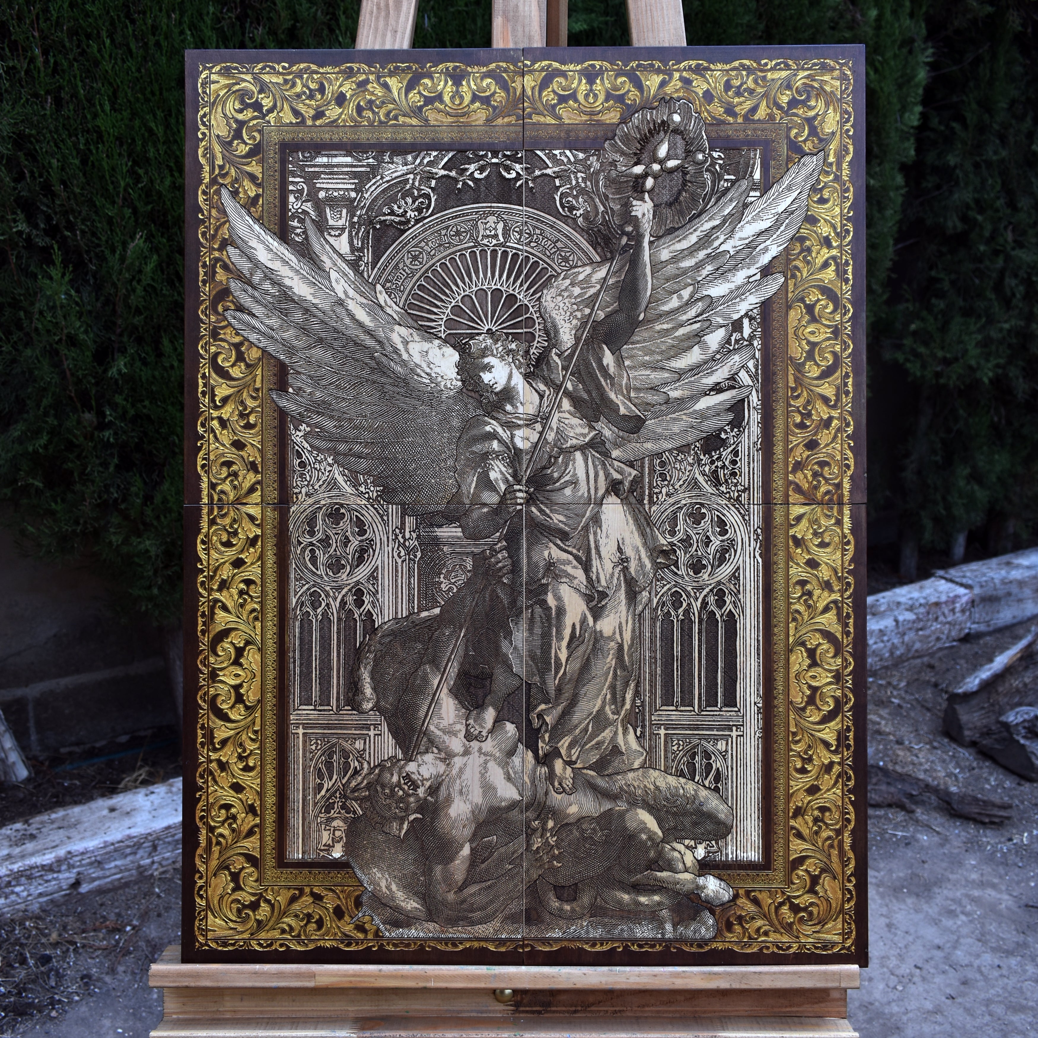 St Michael The Archangel - Mega Size - 4 Wood Pieces