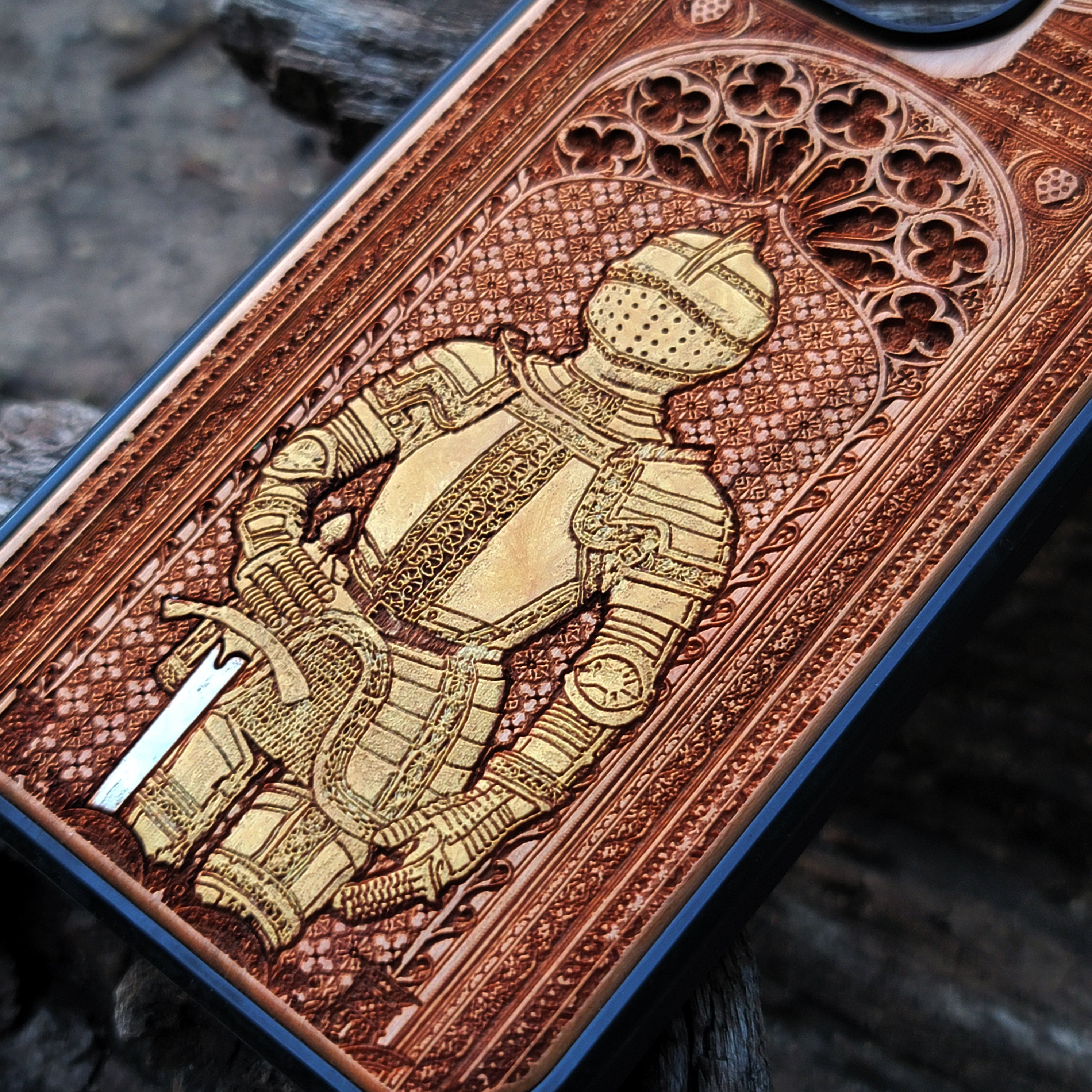 Medieval Knight - Wood Phone Case - Gold Painted