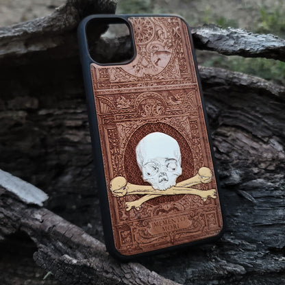 Memento Mori - Wood Phone Case - Hand Painted