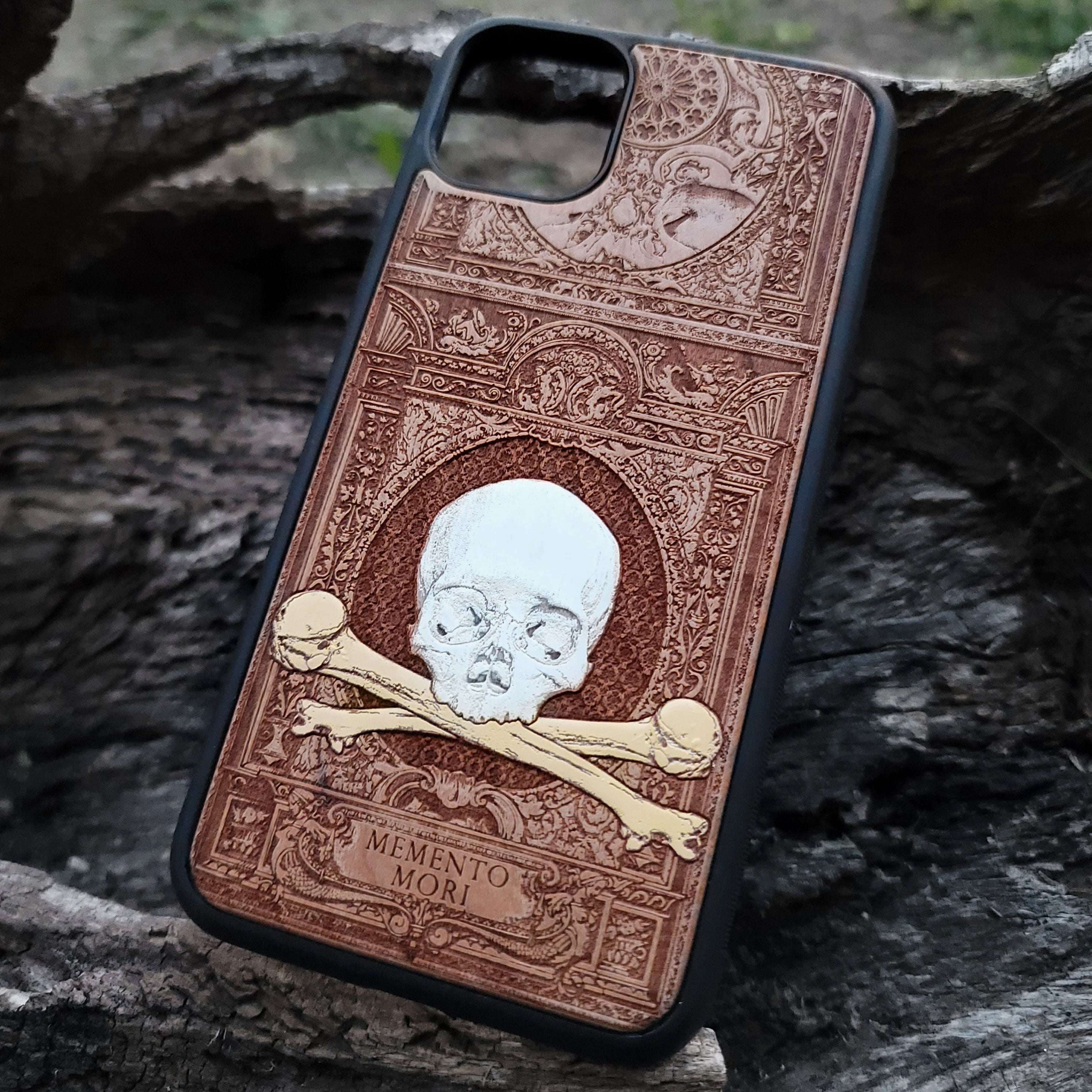 Memento Mori - Wood Phone Case - Hand Painted