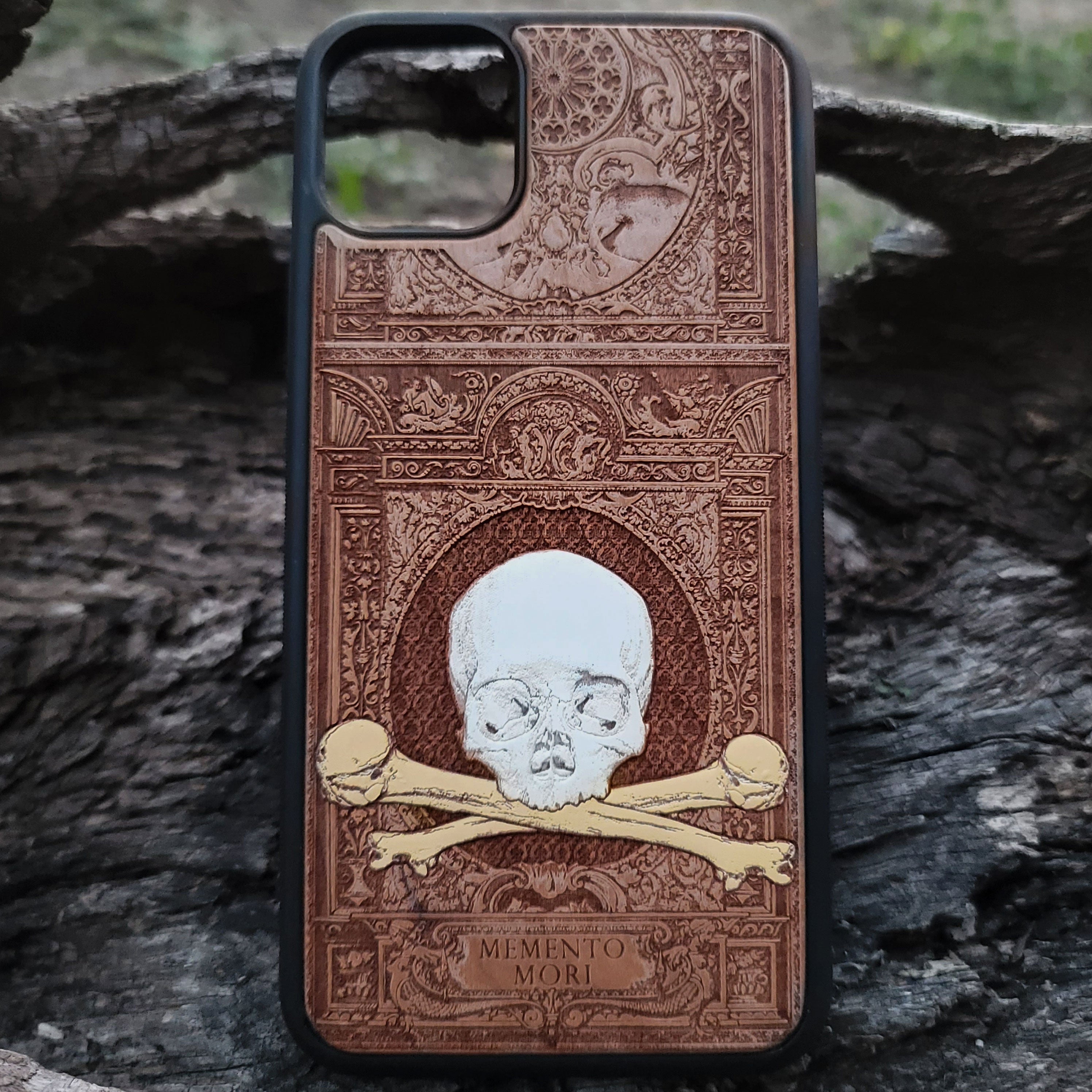 Memento Mori - Wood Phone Case - Hand Painted