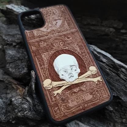 Memento Mori - Wood Phone Case - Hand Painted