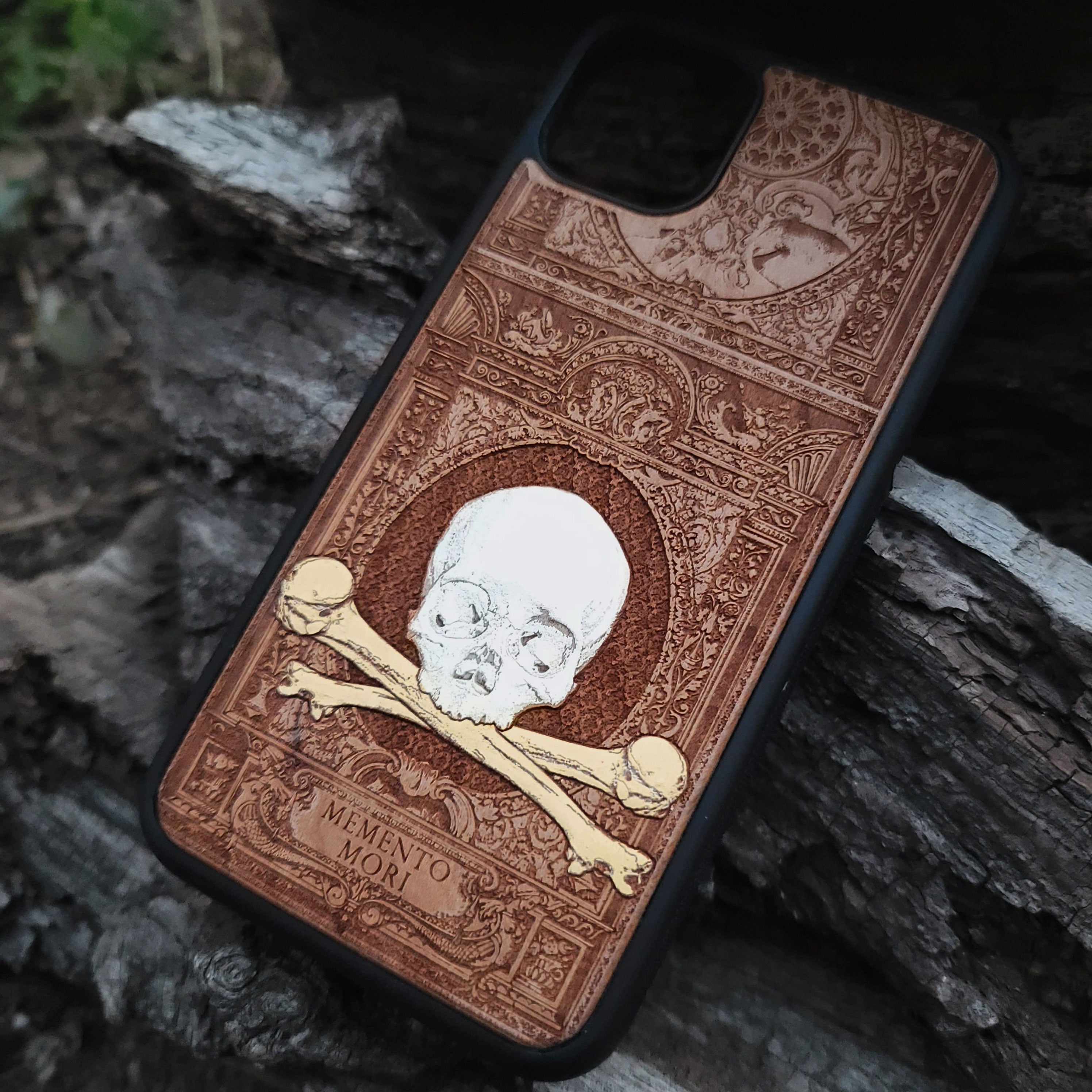 Memento Mori - Wood Phone Case - Hand Painted