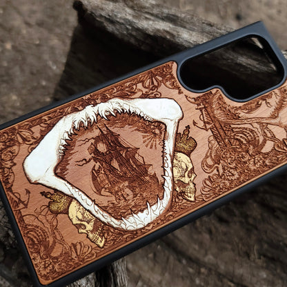 Shark & The Kings Wood Phone Case Hand Painted