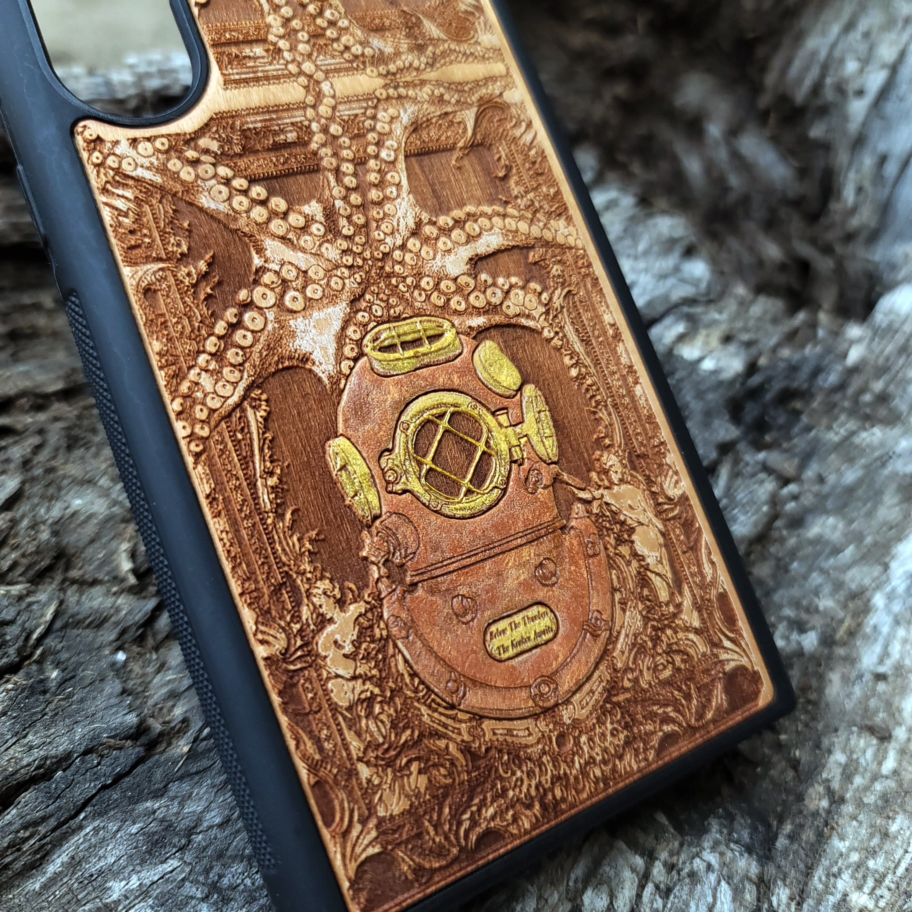 Deep Diver - Wood Phone Case - Hand Painted