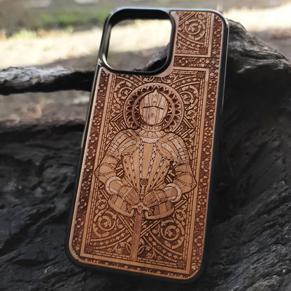 Medieval Knight "Honor" - Wood Phone Case  - Gothic Pattern