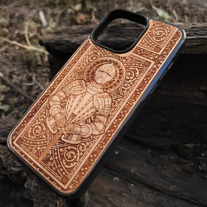 Medieval Knight "Honor" - Wood Phone Case  - Gothic Pattern