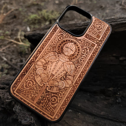 Medieval Knight "Honor" - Wood Phone Case  - Gothic Pattern