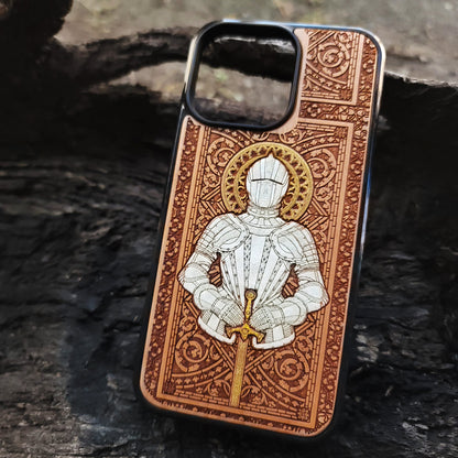 Medieval Knight "Honor" - Wood Phone Case - Silver Painted