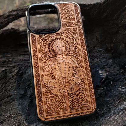 Medieval Knight "Honor" - Wood Phone Case  - Gothic Pattern