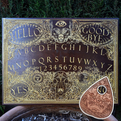 Ouija Board Walnut Stain & Gold - Large