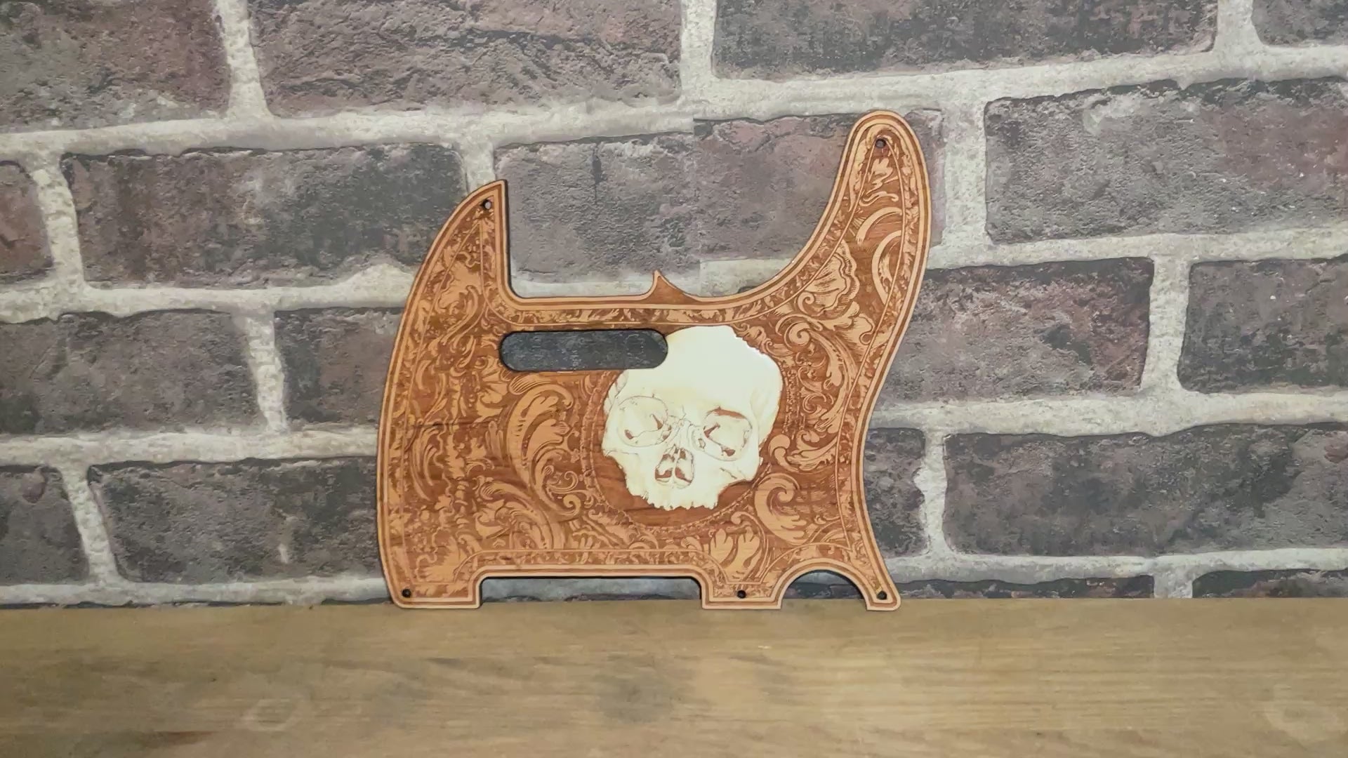 Telecaster Wood Pickguard - Front Skull Hand Painted