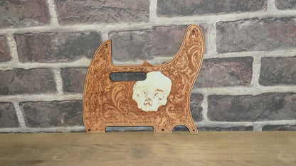 Telecaster Wood Pickguard - Front Skull Hand Painted