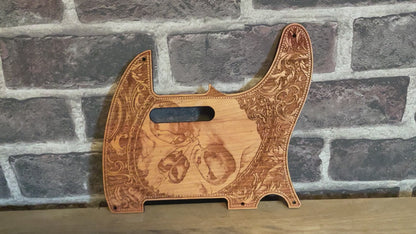 Telecaster Wood Pickguard - Human Skull