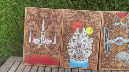 Intergalactic Spaceships Star Wars  II - Triptych edition