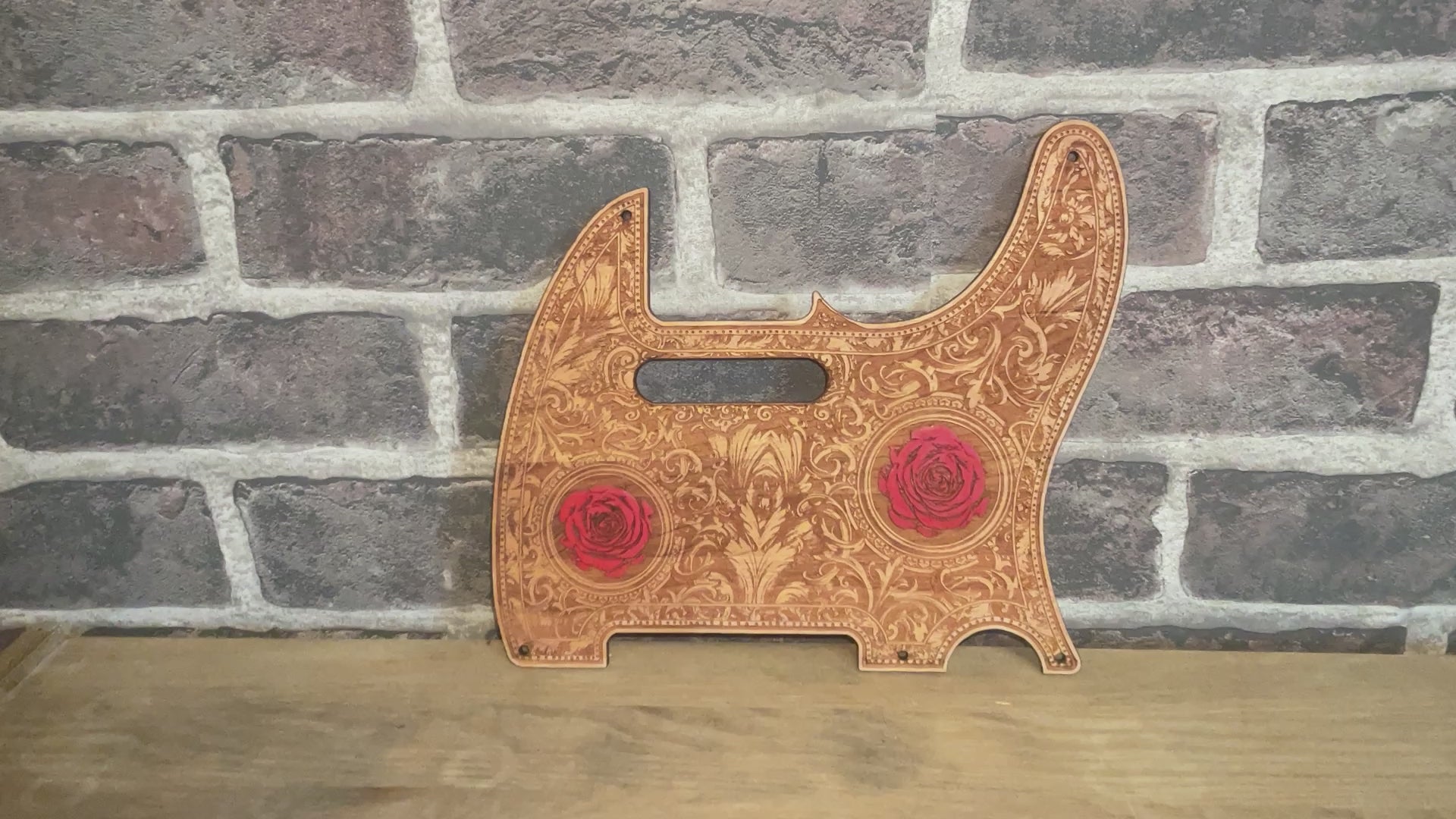 Telecaster Wood Pickguard - Roses Hand Painted